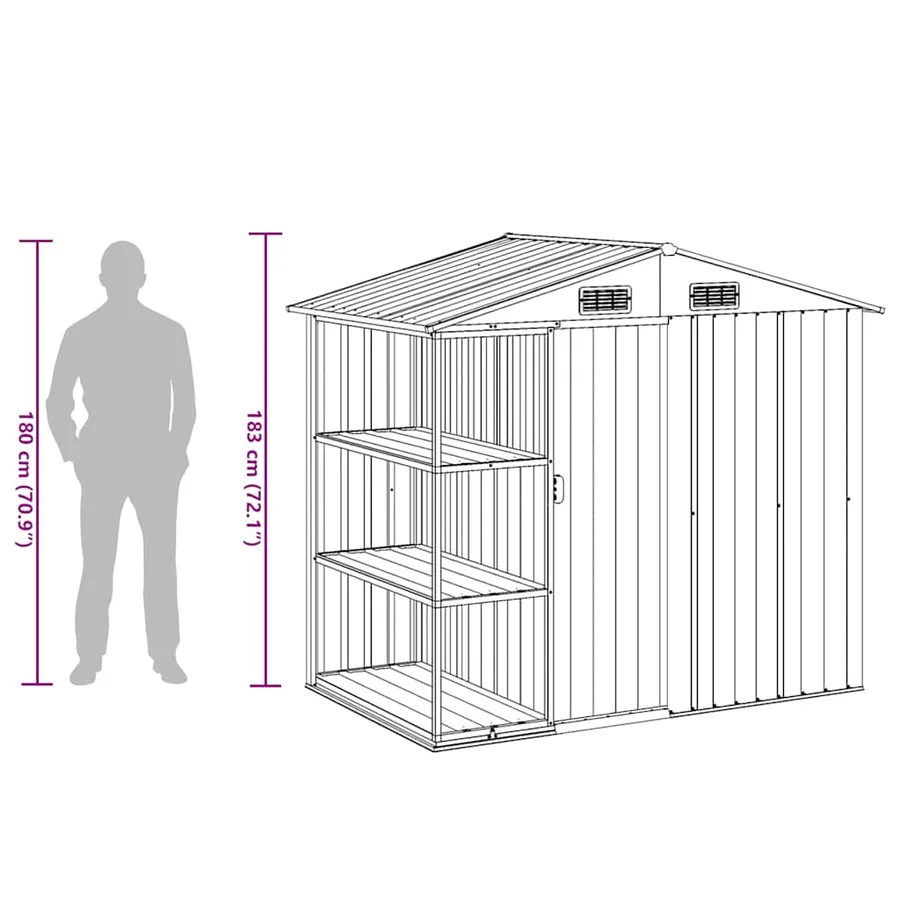 Abri de jardin avec étagère Vert 205x130x183 cm Fer - 9
