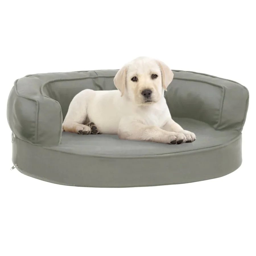 Matelas de lit ergonomique de chien 60x42 cm Aspect de lin Gris