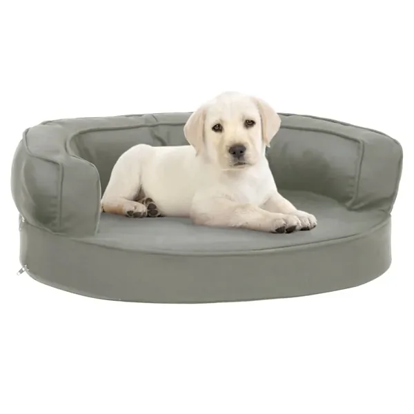 Matelas de lit ergonomique de chien 60x42 cm Aspect de lin Gris