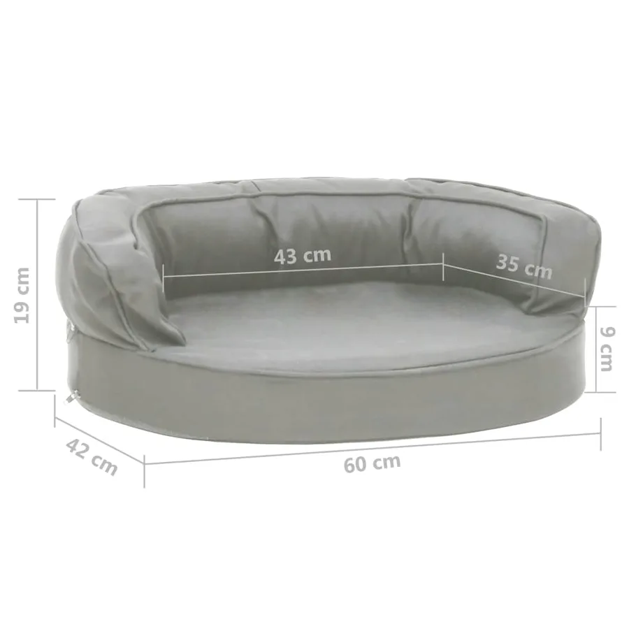 Matelas de lit ergonomique de chien 60x42 cm Aspect de lin Gris - 7