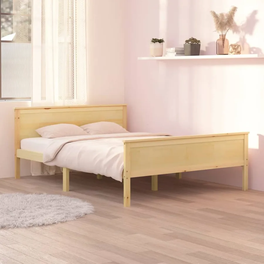 Cadre de lit sans matelas bois de pin massif 120x200 cm