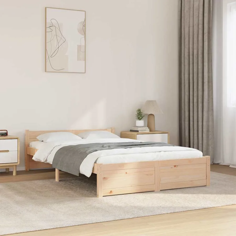 Cadre de lit sans matelas bois massif 120x200 cm