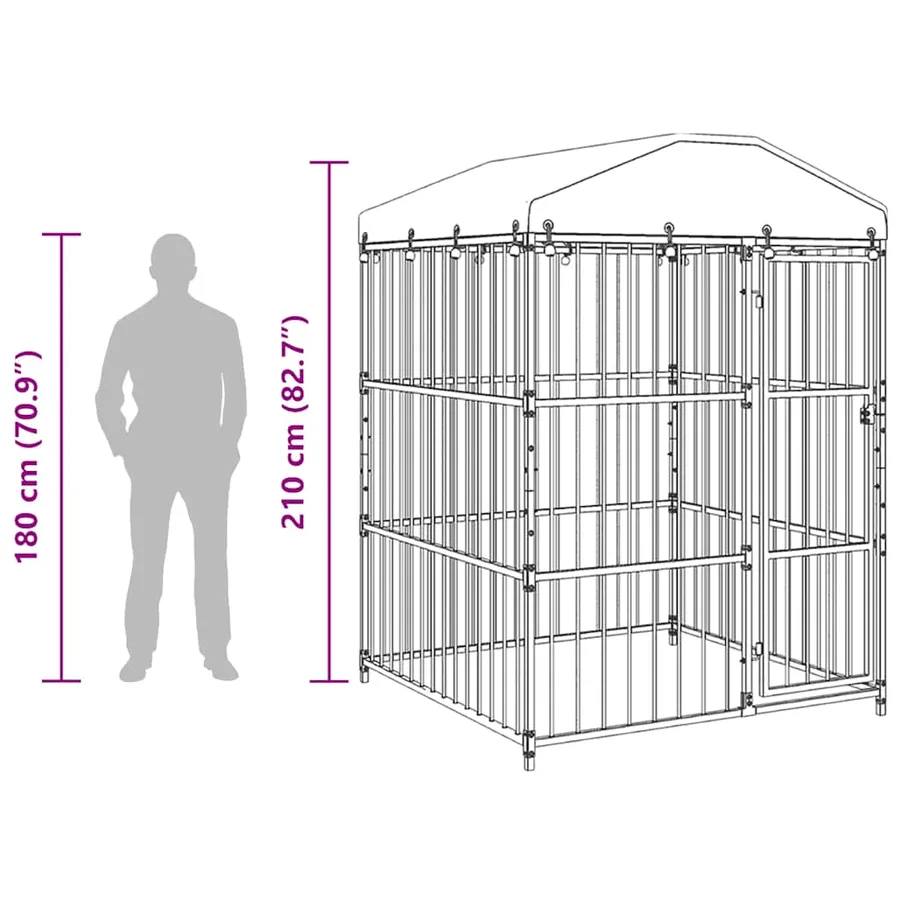 Chenil d'extérieur avec toit pour chiens 150x150x210 cm - 10