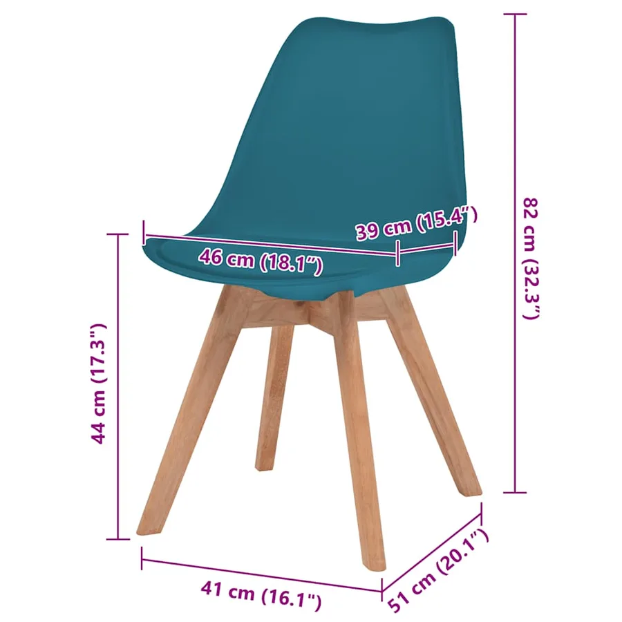 Chaises à manger lot de 4 Turquoise Plastique - 6