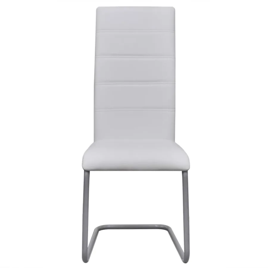 Chaises à manger cantilever lot de 4 blanc similicuir - 3