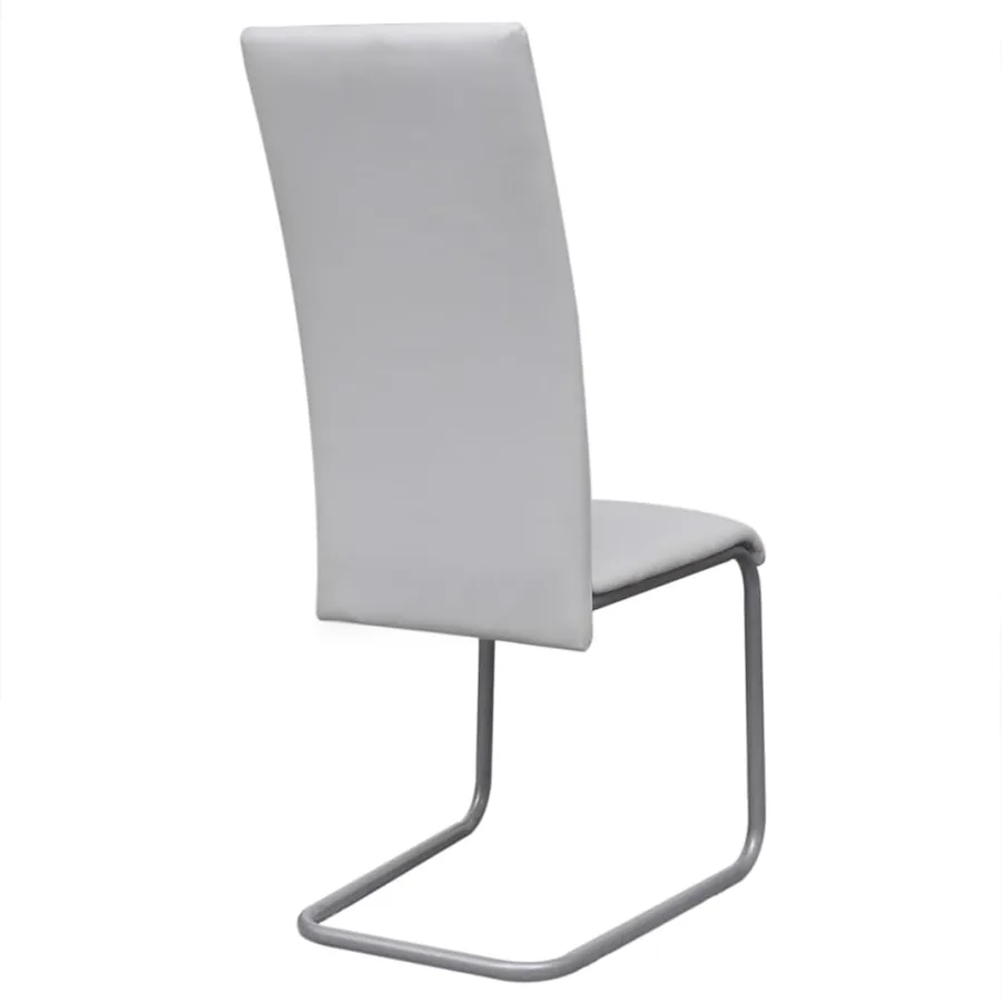 Chaises à manger cantilever lot de 4 blanc similicuir - 5