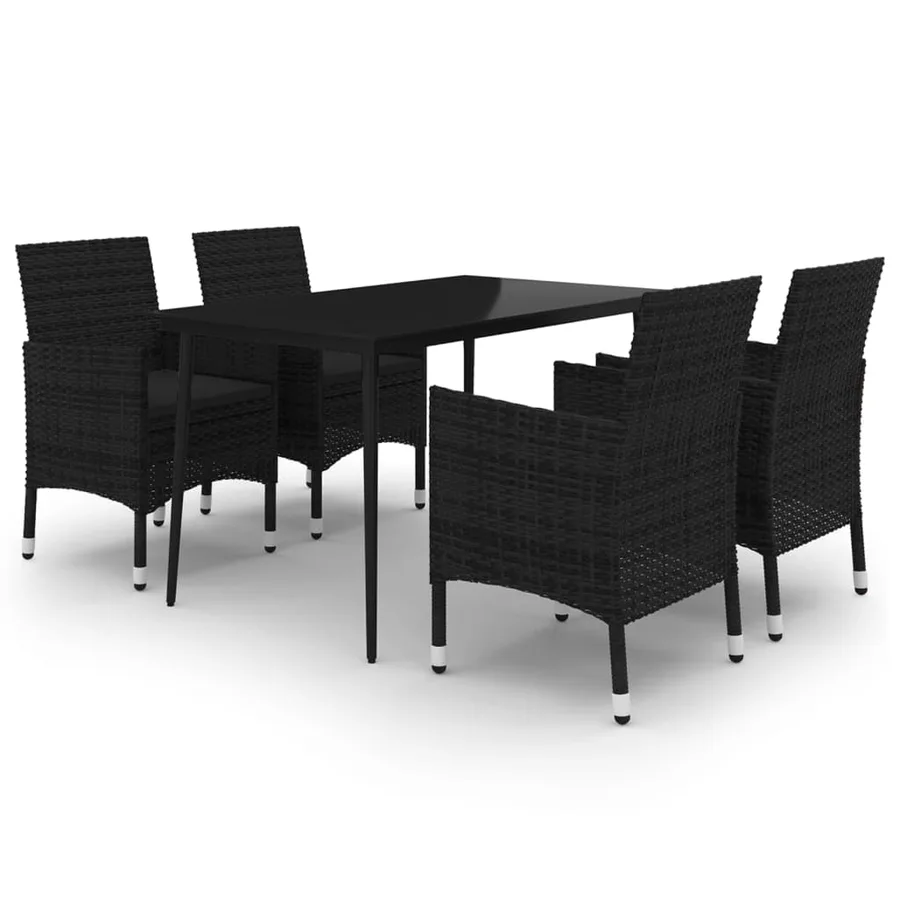 Ensemble à manger de jardin coussins 5 pcs Résine tressée Verre - 2