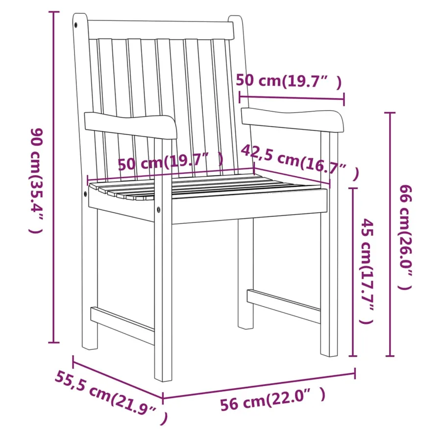 Chaises de jardin 2 pcs Naturel Bois d'Acacia Massif - 8