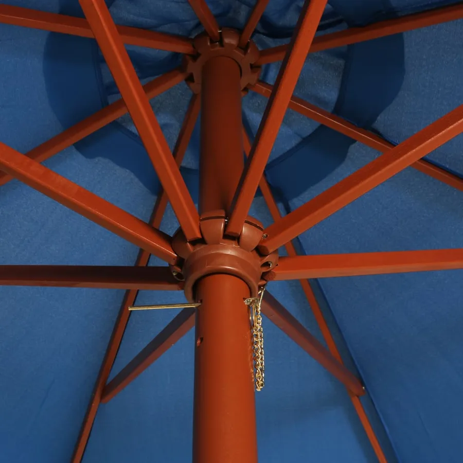Parasol avec mât en bois 300x258 cm Bleu - 2