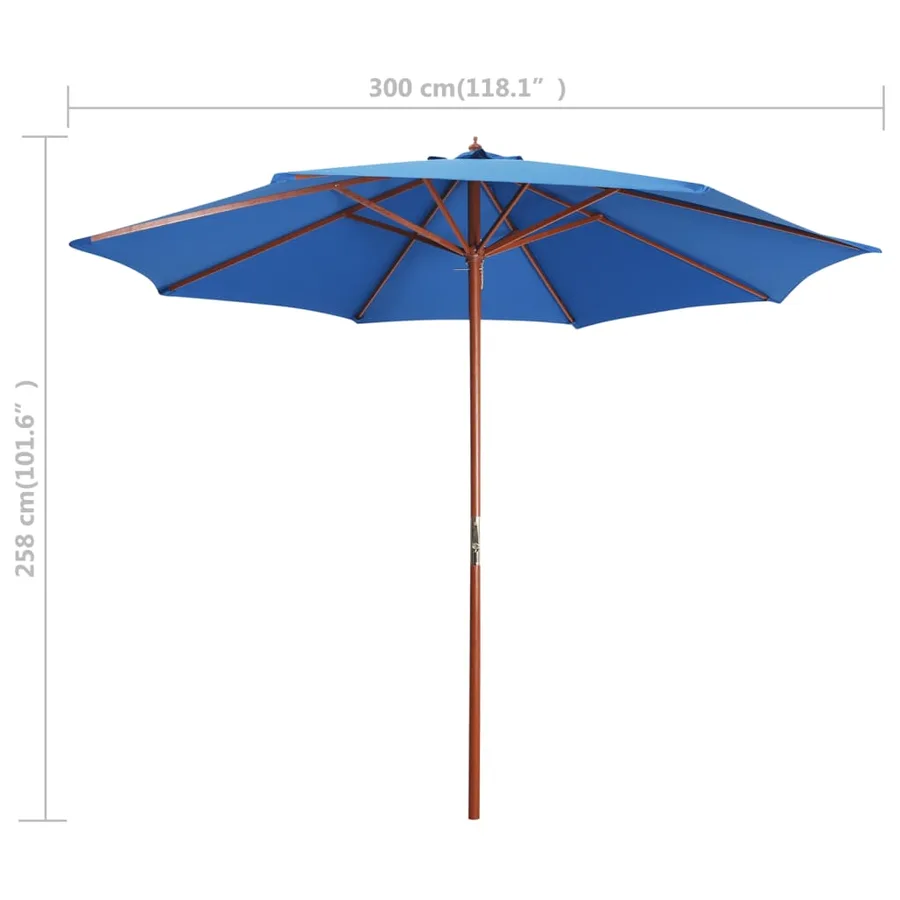 Parasol avec mât en bois 300x258 cm Bleu - 6