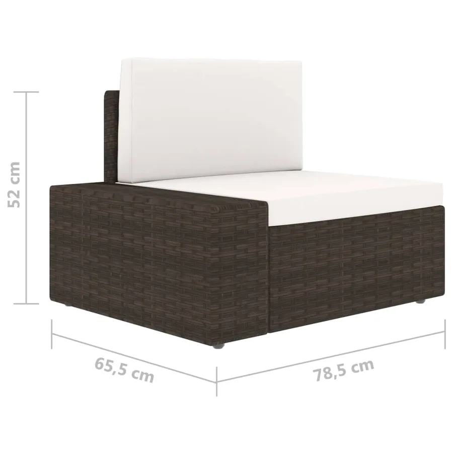Salon de jardin 5 pcs avec coussins Marron Résine tressée - 13