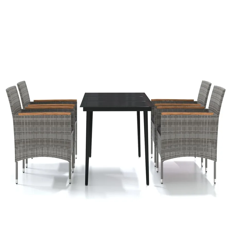 Ensemble à manger de jardin et coussins 5pcs Gris/noir - 2