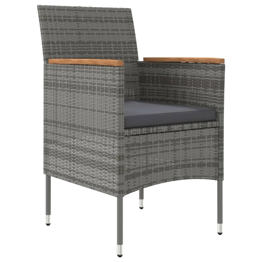Ensemble à manger de jardin et coussins 5pcs Gris/noir - 3