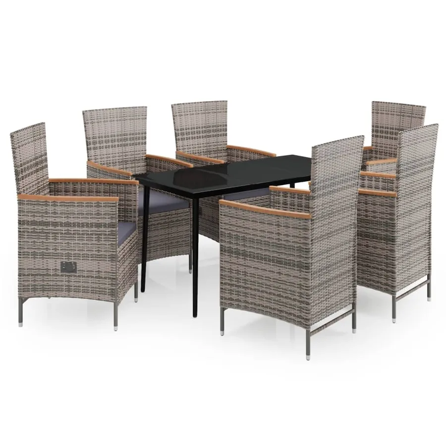 Ensemble à manger de jardin avec coussins 7 pcs Gris - 2