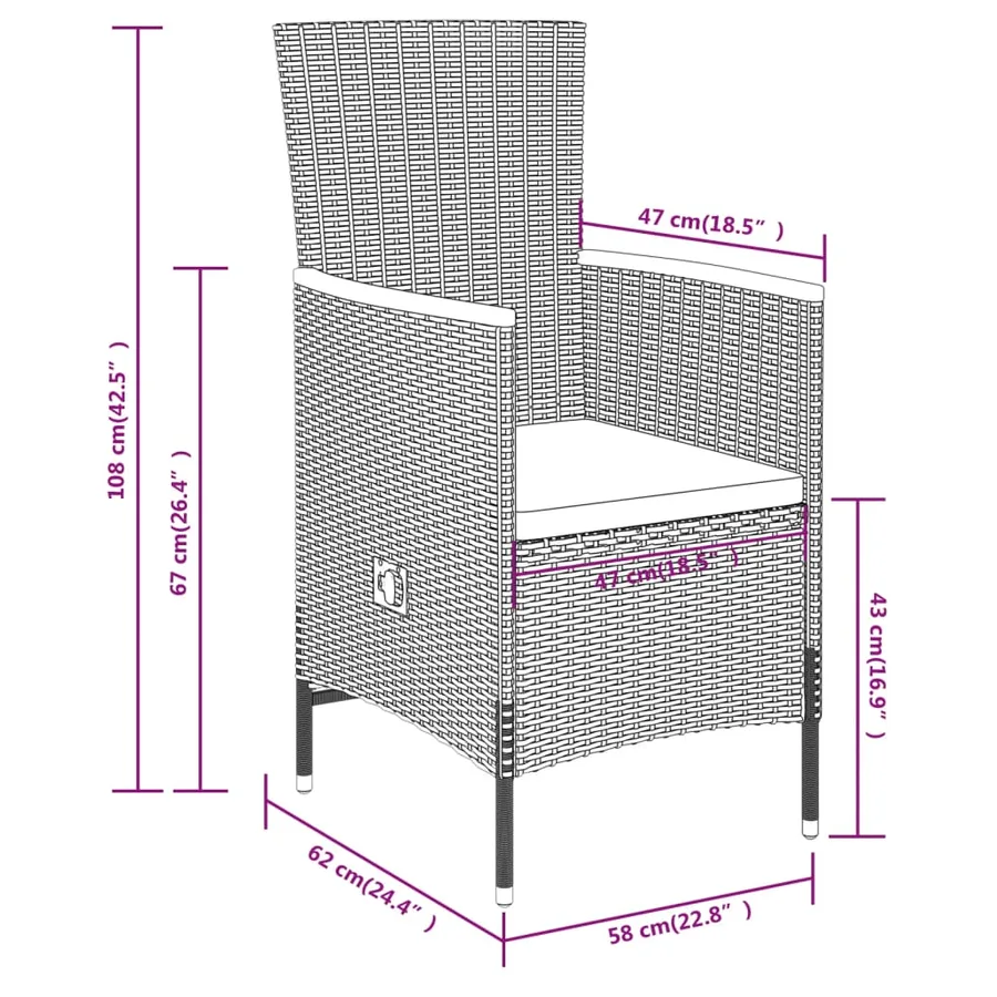 Ensemble à manger de jardin avec coussins 7 pcs Gris - 9