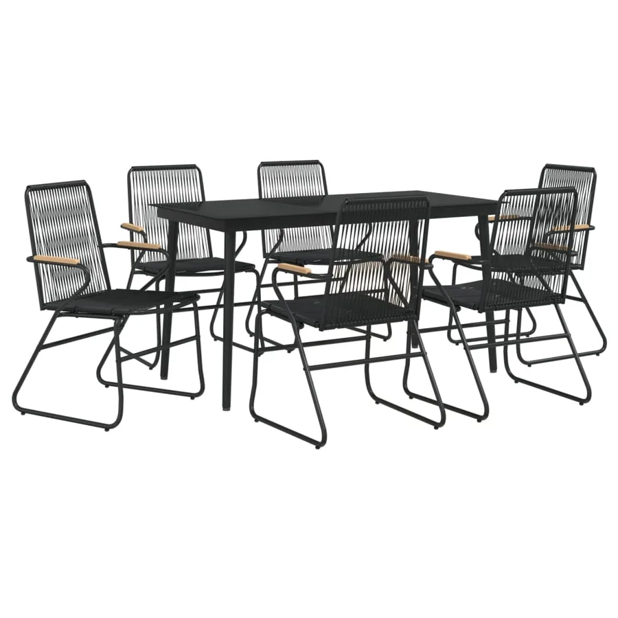 Ensemble à manger de jardin 7 pcs Noir Rotin PVC - 3