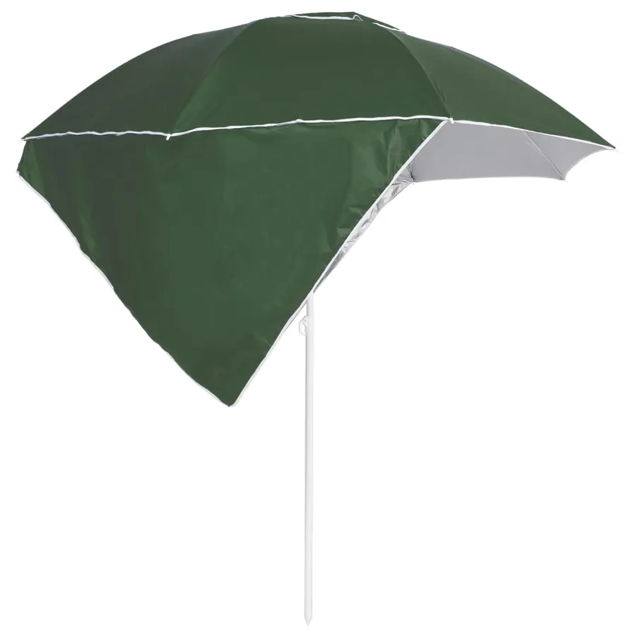 Parasol de plage avec parois latérales vert 215 cm - 3
