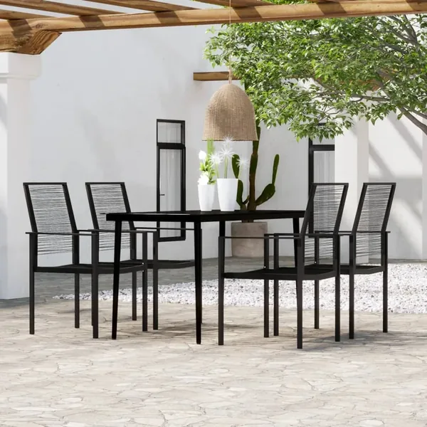 Ensemble à manger de jardin 5 pcs Noir