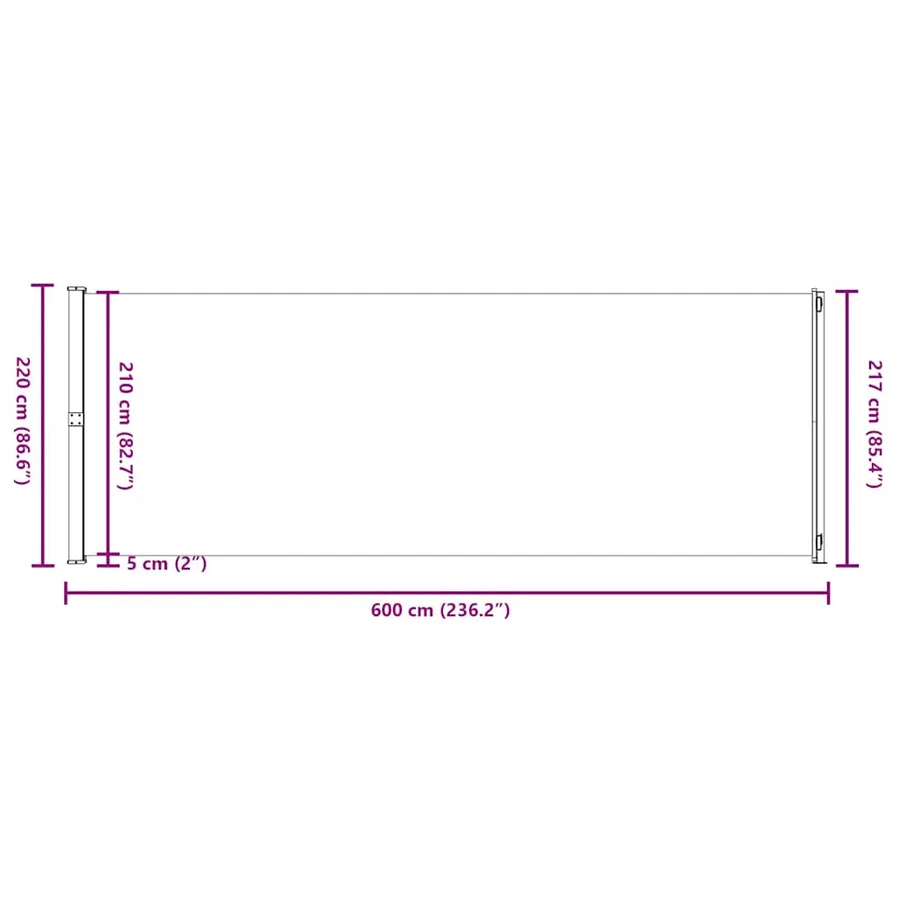 Auvent latéral rétractable de patio 220x600 cm Crème - 11