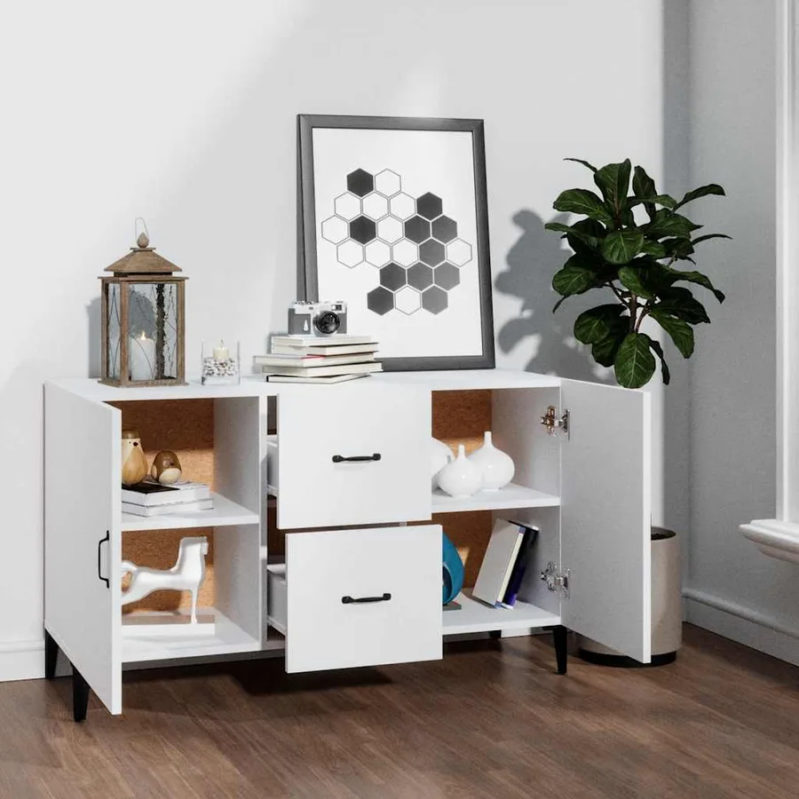 Buffet blanc 100x36x60 cm bois d'ingénierie - 3