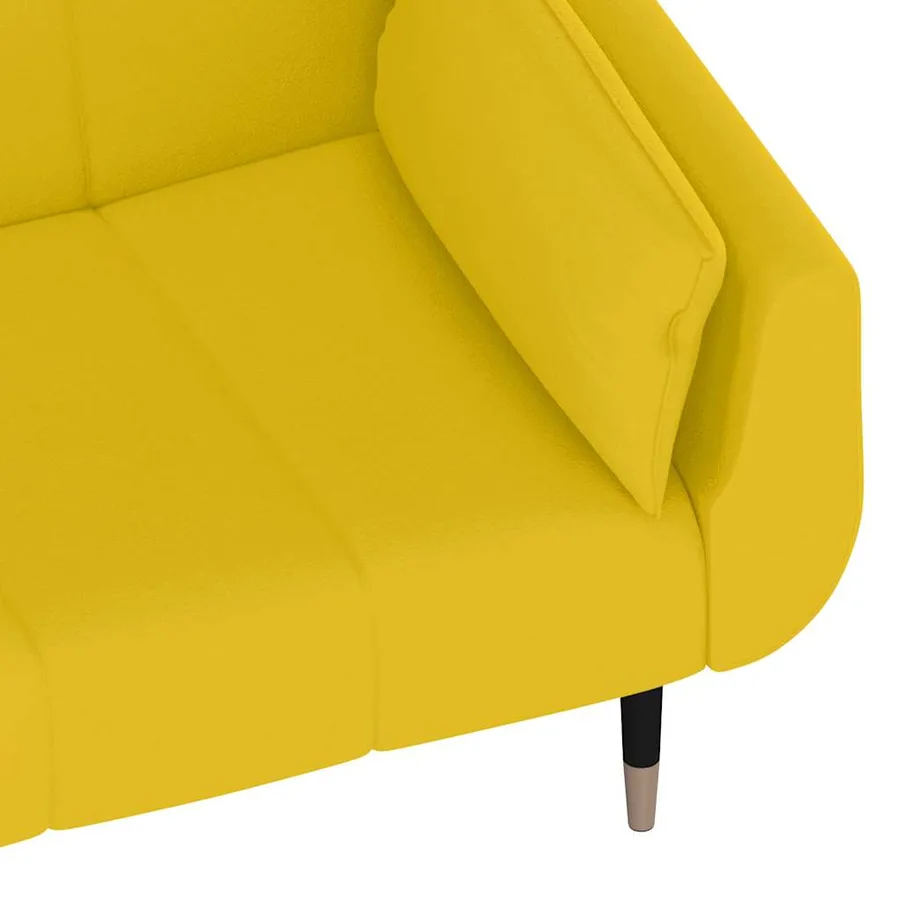 Canapé-lit à 2 places avec deux oreillers Jaune Velours - 10