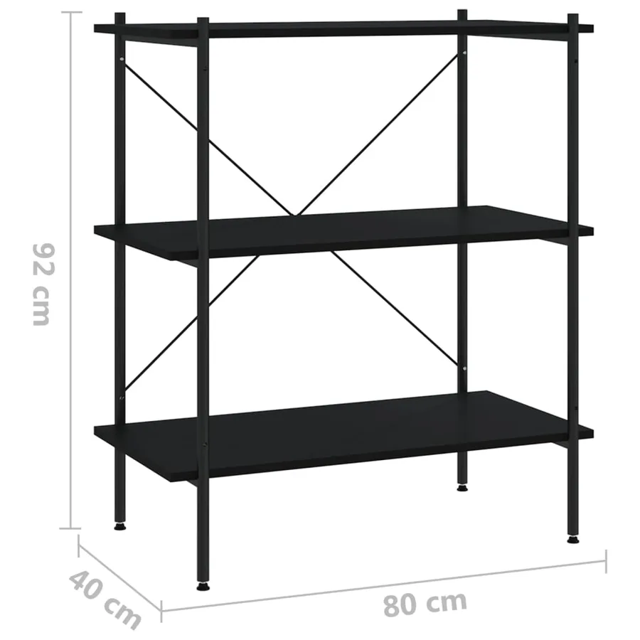 Étagère à 3 niveaux Noir 80x40x92 cm - 7