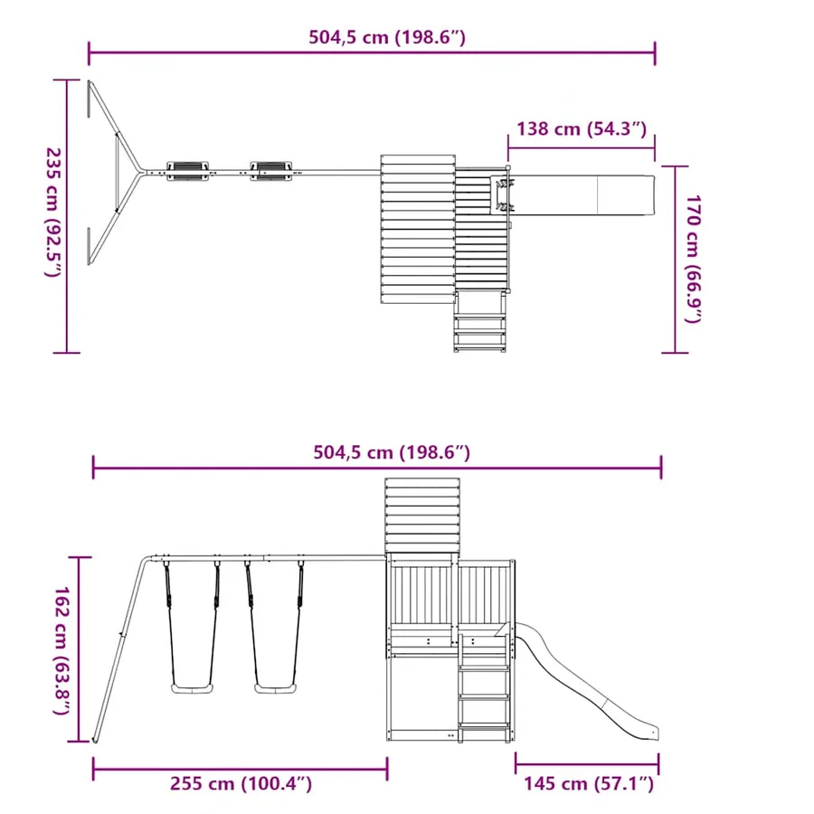 Aire de jeux d'extérieur bois de pin imprégné - 11