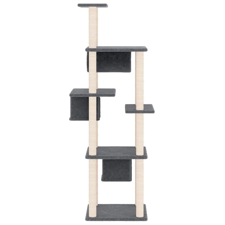 Arbre à chat avec griffoirs en sisal Gris foncé 169 cm - 4