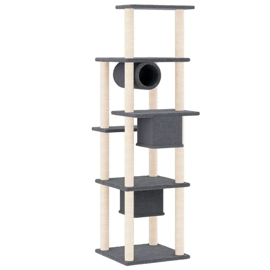 Arbre à chat avec griffoirs en sisal Gris foncé 169 cm - 5