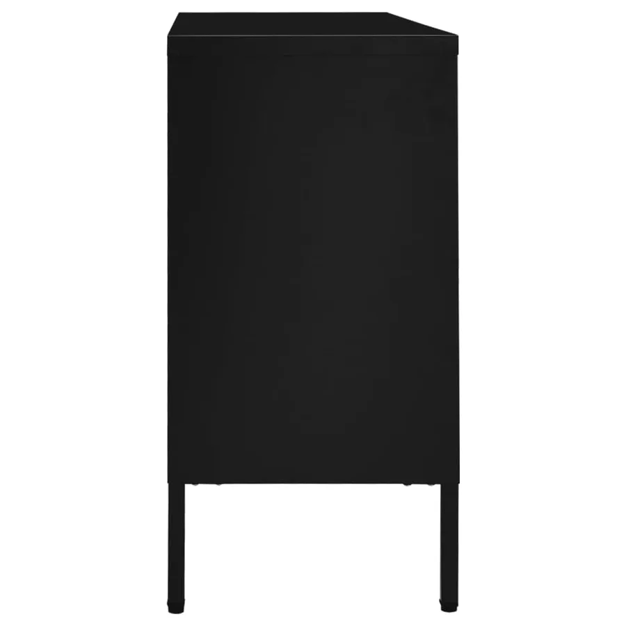 Buffet Noir 105x35x70 cm Acier et verre trempé - 4