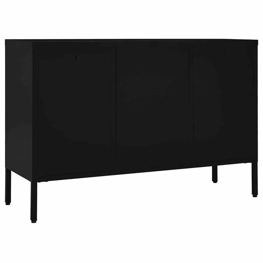 Buffet Noir 105x35x70 cm Acier et verre trempé - 5