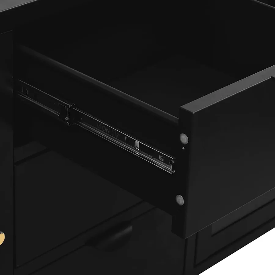 Buffet Noir 105x35x70 cm Acier et verre trempé - 7