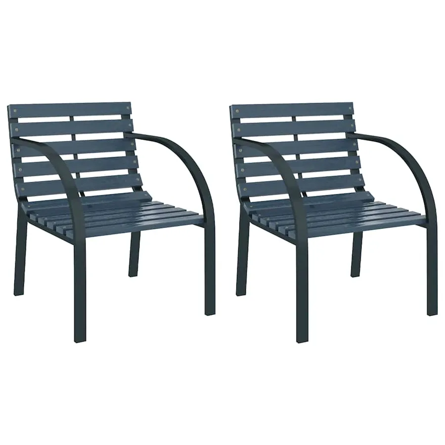 Chaises de jardin lot de 2 Gris Bois - 2