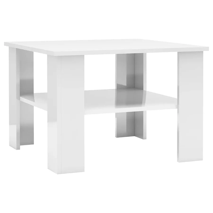 Table basse Blanc brillant 60x60x42 cm Bois d’ingénierie - 2