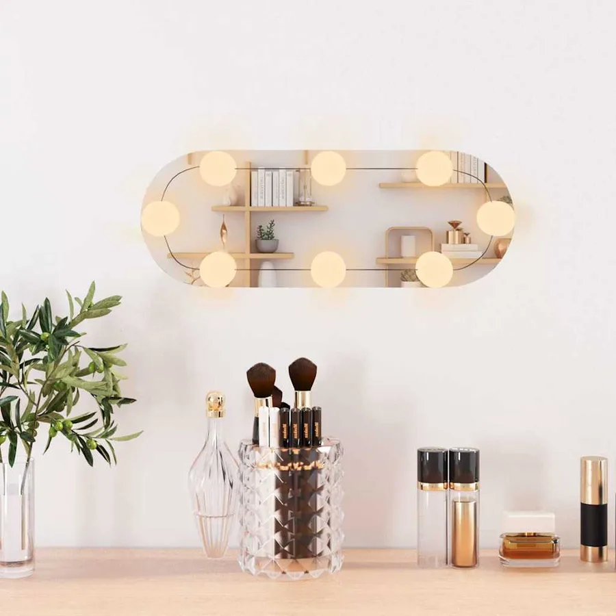 Miroir mural avec lumières LED 15x40 cm verre ovale - 3