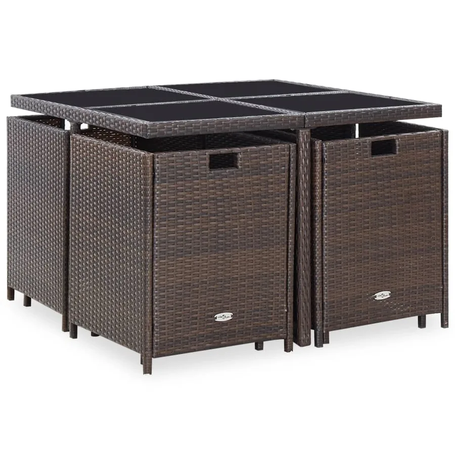 Ensemble à manger d'extérieur avec coussins 9pcs Résine tressée - 3