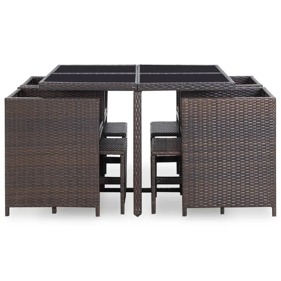 Ensemble à manger d'extérieur avec coussins 9pcs Résine tressée - 4
