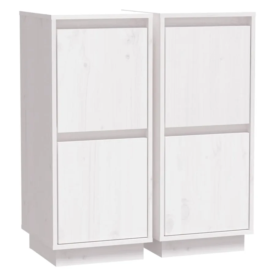 Buffets 2 pcs Blanc 31,5x34x75 cm Bois massif de pin - 2