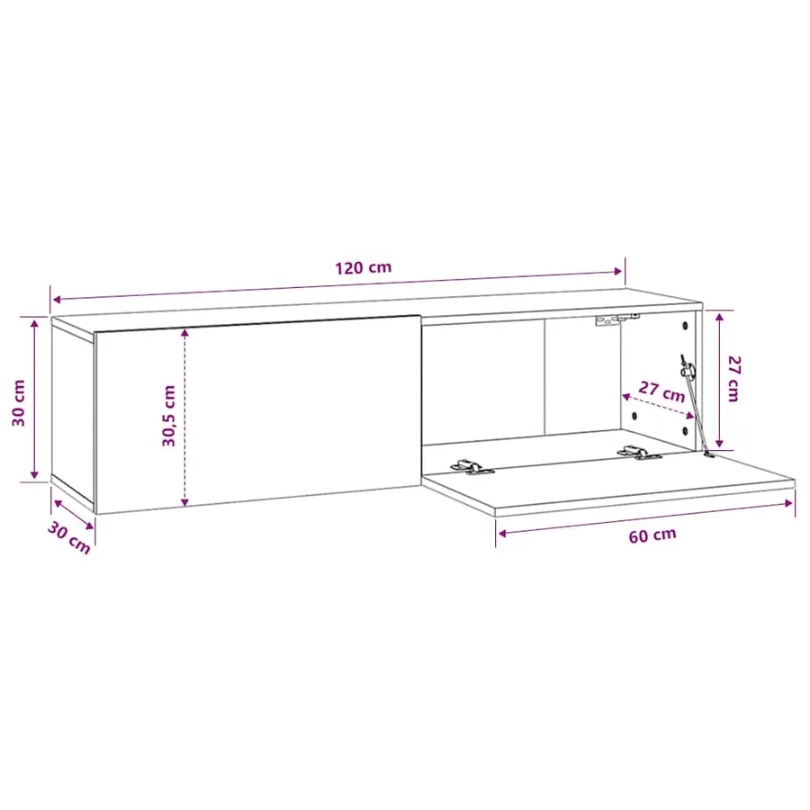 Meuble TV Gris béton 120x30x30 cm Bois d’ingénierie - 8