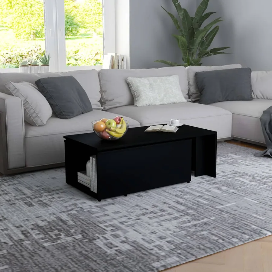 Table basse Noir 150x50x35 cm Bois d'ingénierie - 3