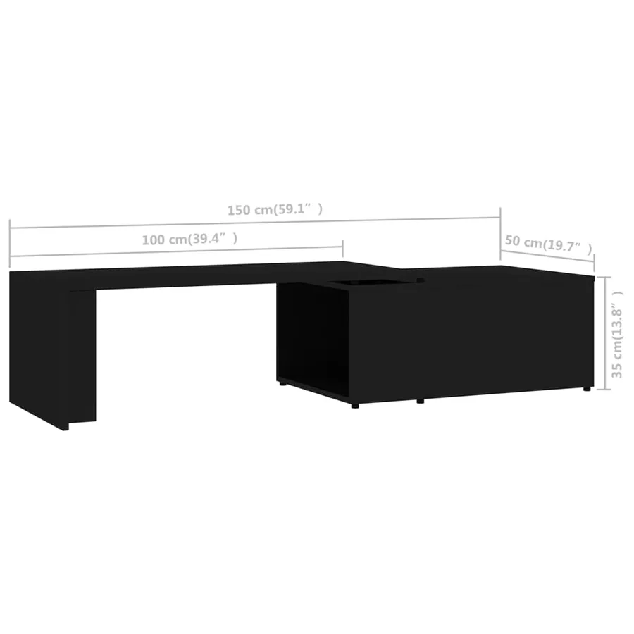 Table basse Noir 150x50x35 cm Bois d'ingénierie - 9