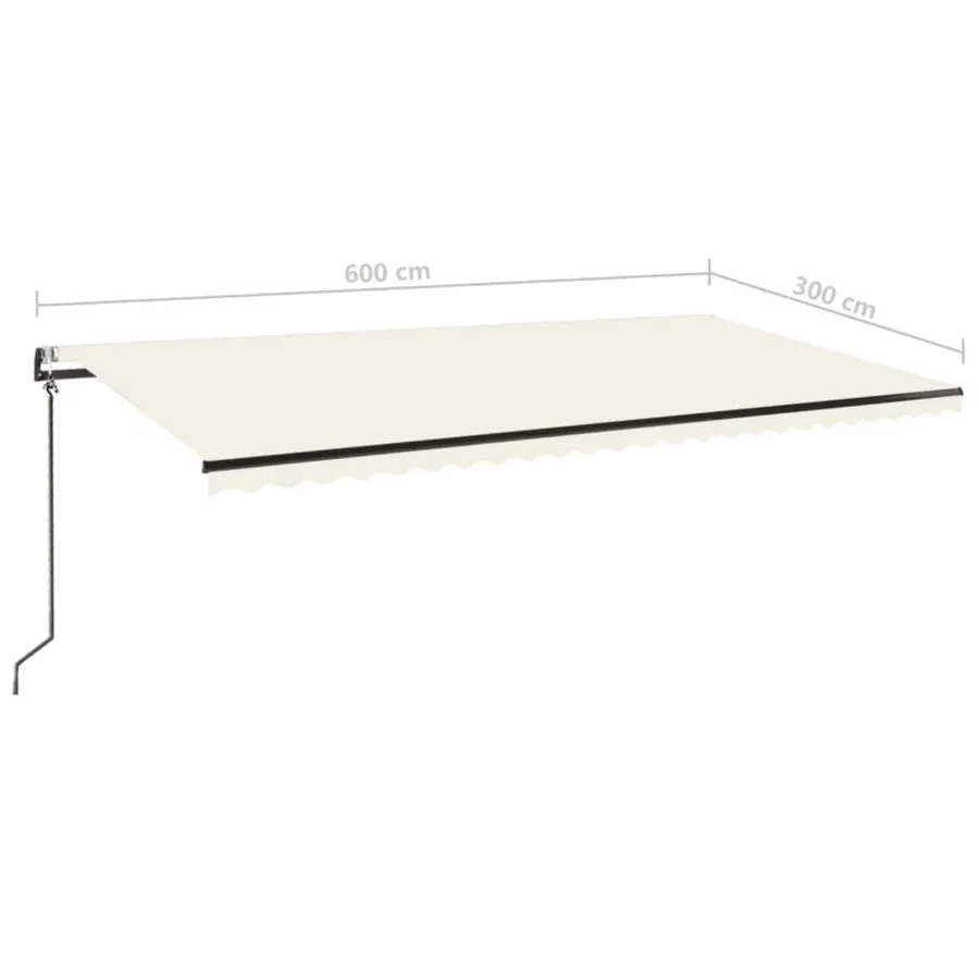 Auvent automatique avec capteur de vent et LED 600x300 cm Crème - 10