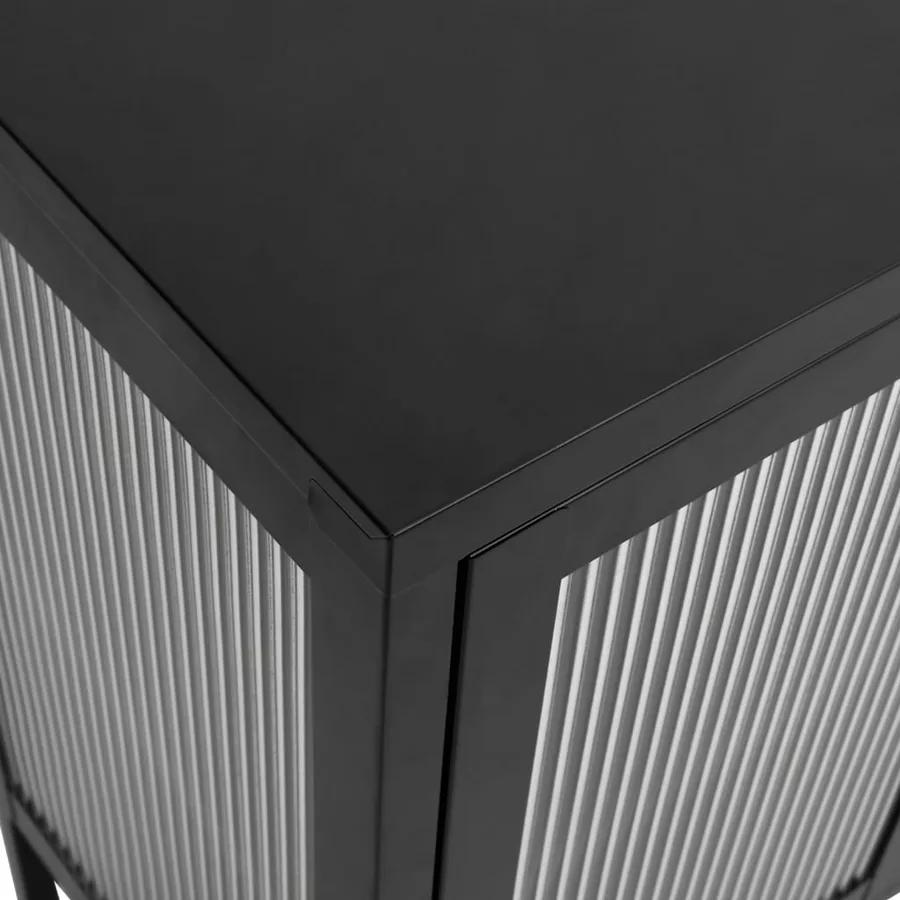 Buffet noir 105x35x70 cm verre et acier - 8