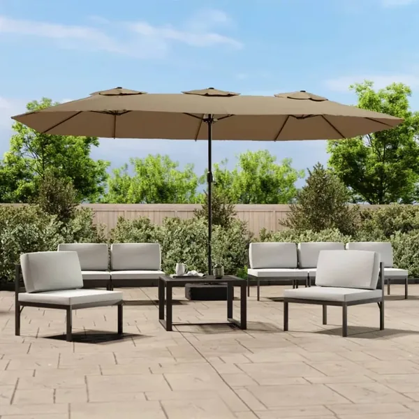 Parasol à double tête taupe 449x265 cm