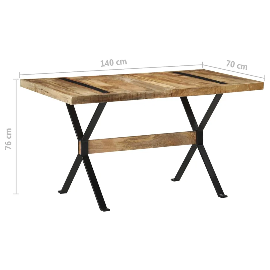Table à manger 140x70x76 cm Bois de manguier brut - 7