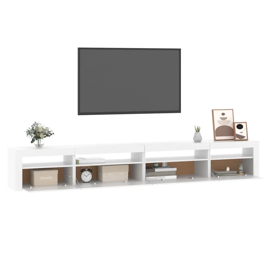 Meuble TV avec lumières LED Blanc 270x35x40 cm - 11