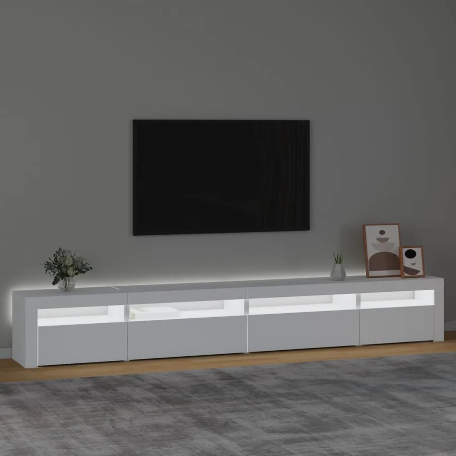 Meuble TV avec lumières LED Blanc 270x35x40 cm - 3