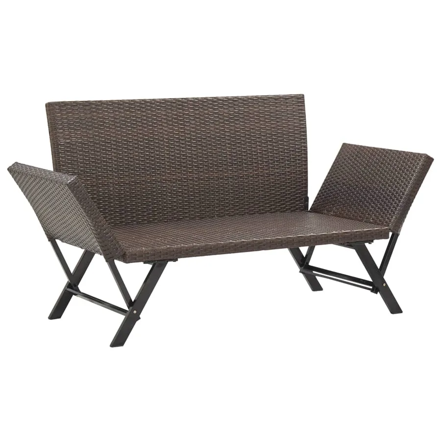 Banc de jardin avec coussins 176 cm Marron Résine tressée - 7