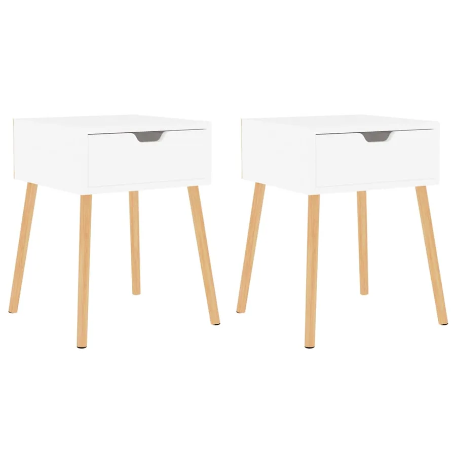 Tables de chevet 2 pcs Blanc brillant Bois d'ingénierie - 2