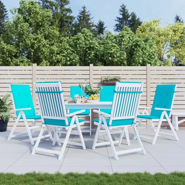 Coussins de chaise à dossier haut lot de 6 turquoise tissu